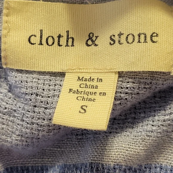 Cloth & Stone Linen Blend Blue Striped Boxy Top - Picture 8 of 9
